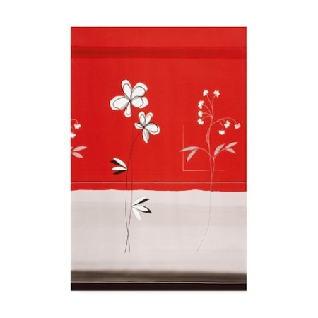 Pablo Esteban 'Red And White Under Flowers' Canvas Art,12x19